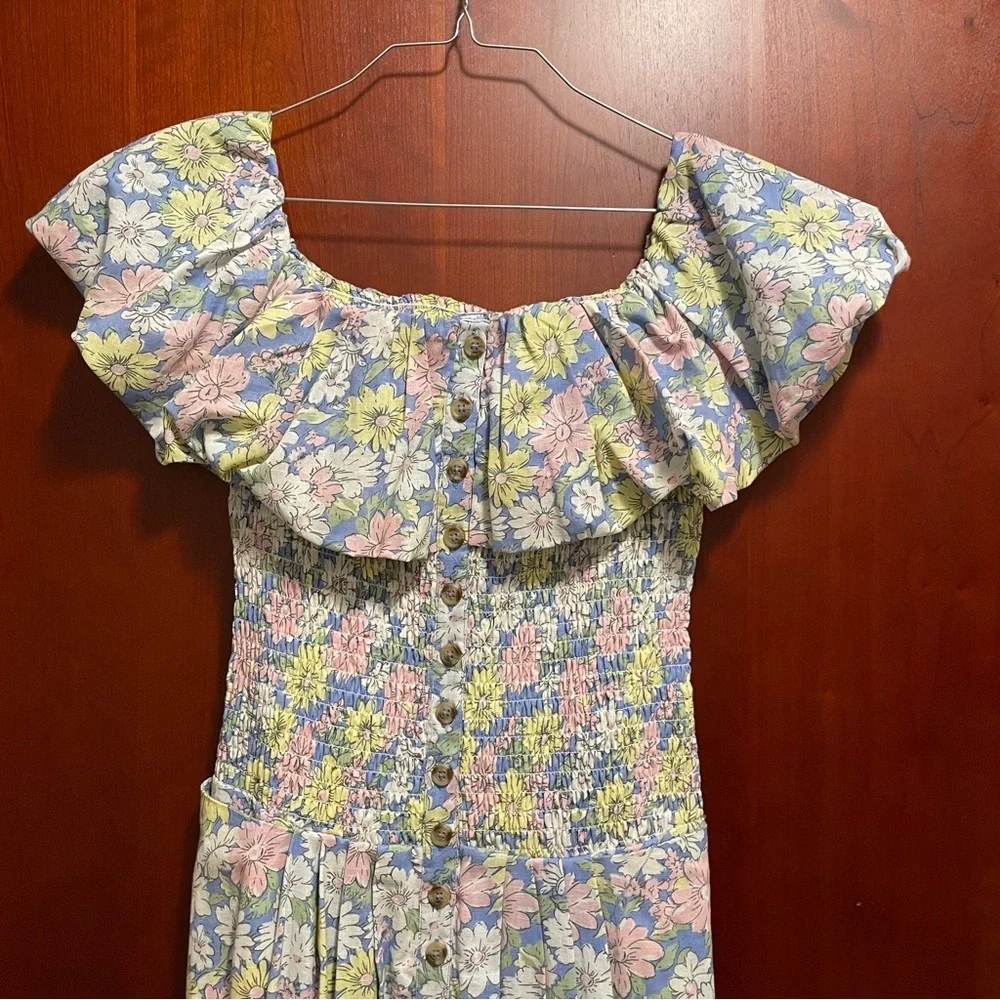 Free People Lewis Smocked Floral Maxi Dress – NWOT Size S Romantic Boho - Picture 6 of 8